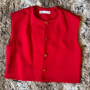 Zara Red Button Up Vest